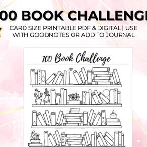 100 Book Reading Challenge Card Size 3.5 x 6 Printable & Digital School Teachers Kids Library Reading Tracker Bookshelf Reading Log GoodNote