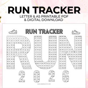 2026 Run Tracker Puzzle Letter + A5 Size Fitness Journal 385 Mile Running Printable + Digital Download Health Marathon 5K Log, 12 Styles