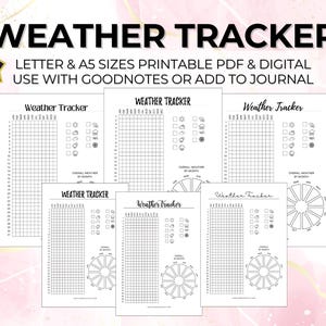 Weather Tracker Yearly Monthly Letter + A5 Sizes Undated Printable + Digital Download Tracker PDF Journal Page Journal Insert - 11 Options