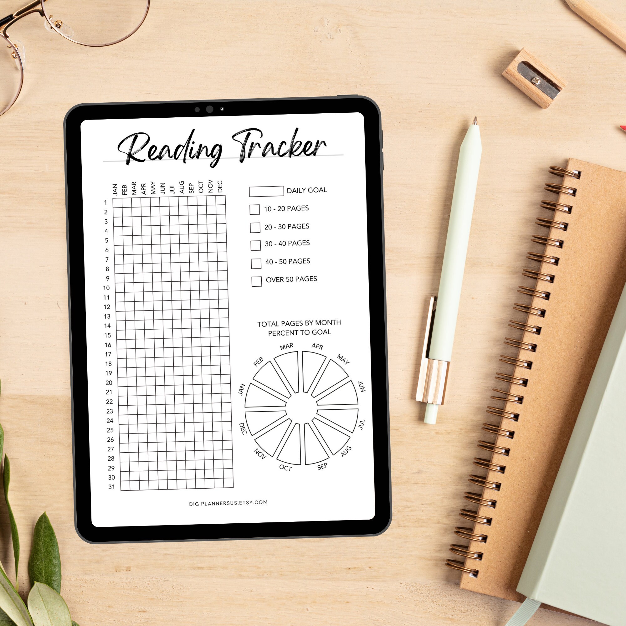Reading Log Printable + Digital Tracker Letter & A5 Book Journal Habits ...