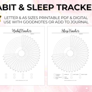 Circle Habit Tracker Template Journal Page Monthly US Letter + A5 Pages Fitness Printable + Digital Health Habits Goals Log - 4 Styles