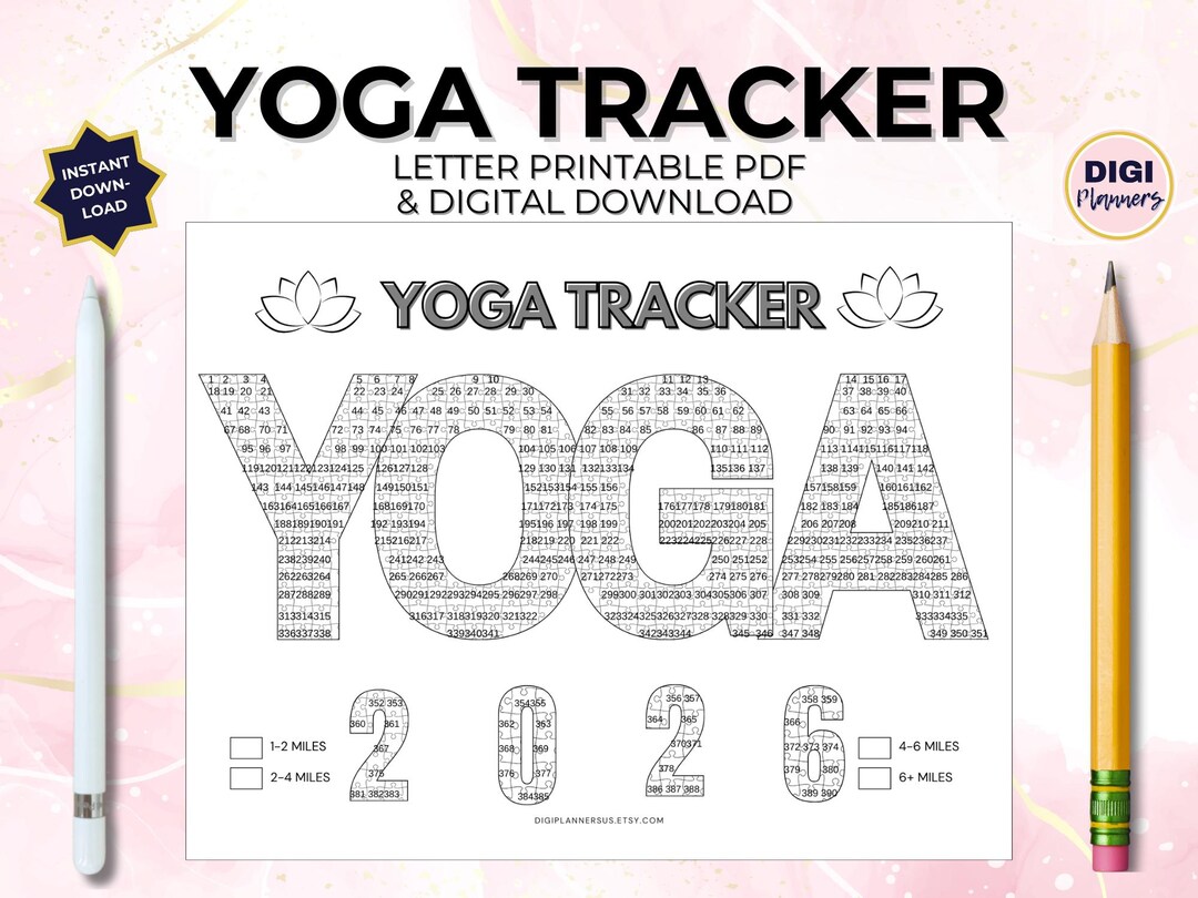2026 Yoga Tracker Puzzle (letter + A5 Size) Fitness Journal 390 Class Yogi Printable + Digital ...