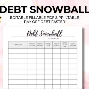 Rastreador de deudas en forma de bola de nieve y termómetro Carta de pago de deudas y planilla A5 imprimible + descarga digital Planificador de presupuesto Metas de ahorro Tarjeta financiera de dinero