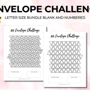Bundle 100 Cash Envelope Savings Challenge Goal Habit Tracker Digital & Printable Spending Money Budget Blank + Numbered Financial Debt