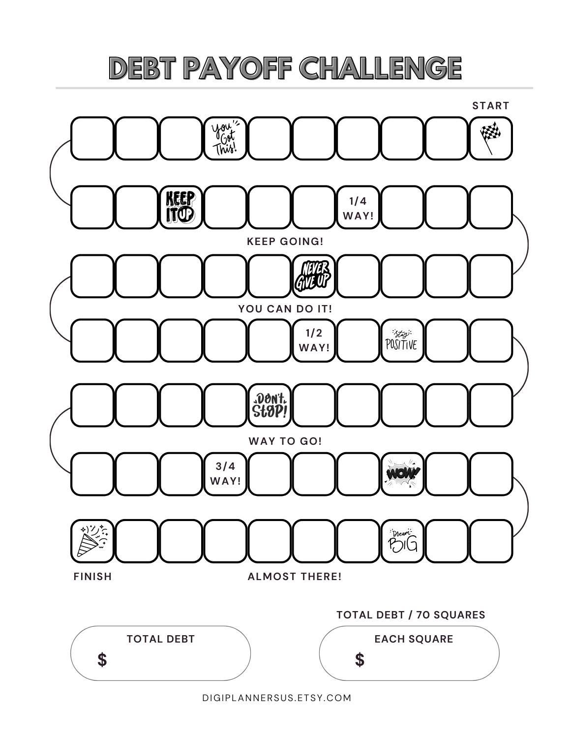 Debt Payoff Tracker Letter and A5 Template Printable & Digital Budget ...