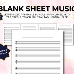 Sheet Music Bundle Printable • Digital Music Score PDF Collection for Piano, Violin & Guitar • Instant Download Letter + A5