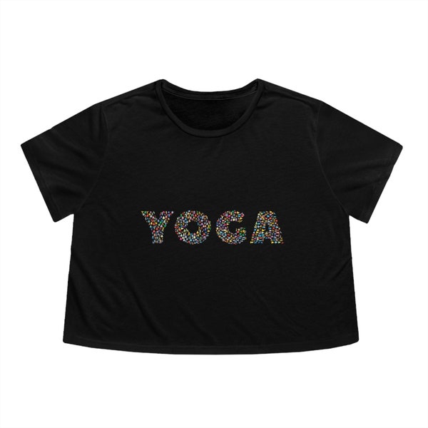 Logo collage yoga coloré - T-shirt court fluide pour femme