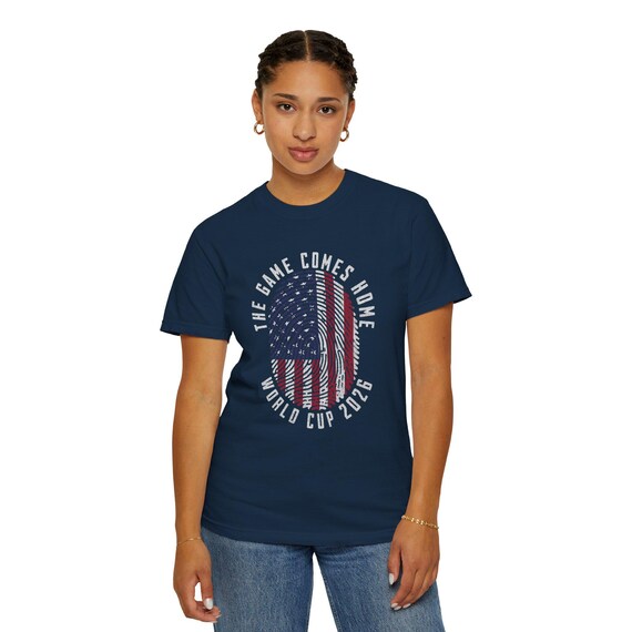 World Cup 2026 USA Fingerprint Flag T-Shirt, Garment Dyed Tee