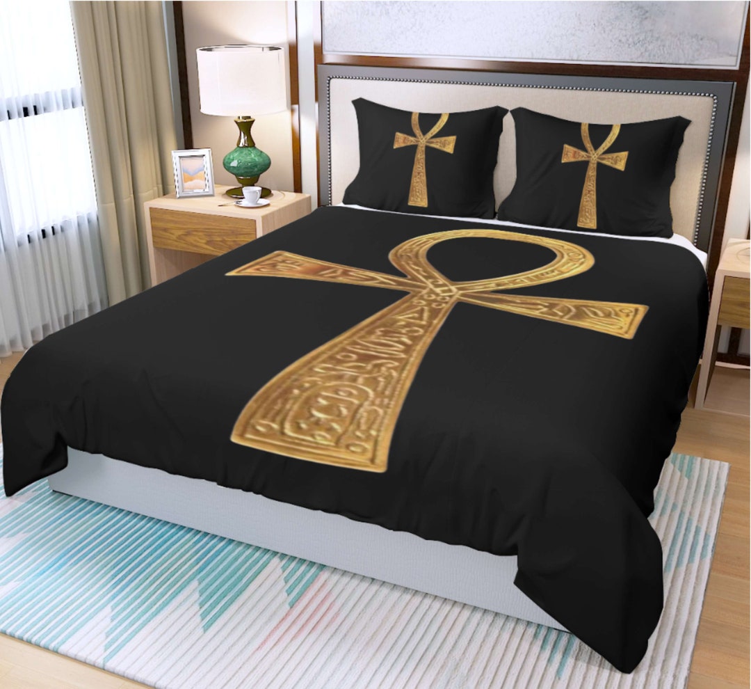 African Ankh Egyptian Duvet Cover and Pillowcases Ethnic Boho House