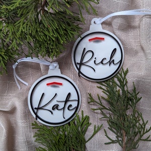 Personalized Acrylic Name Ornament, Custom Holiday Bauble