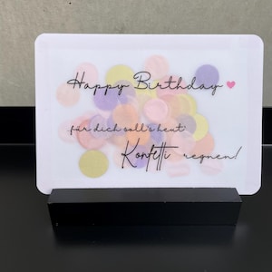 Geburtstagskarte mit Konfetti Postkarte A6  Konfettiregen