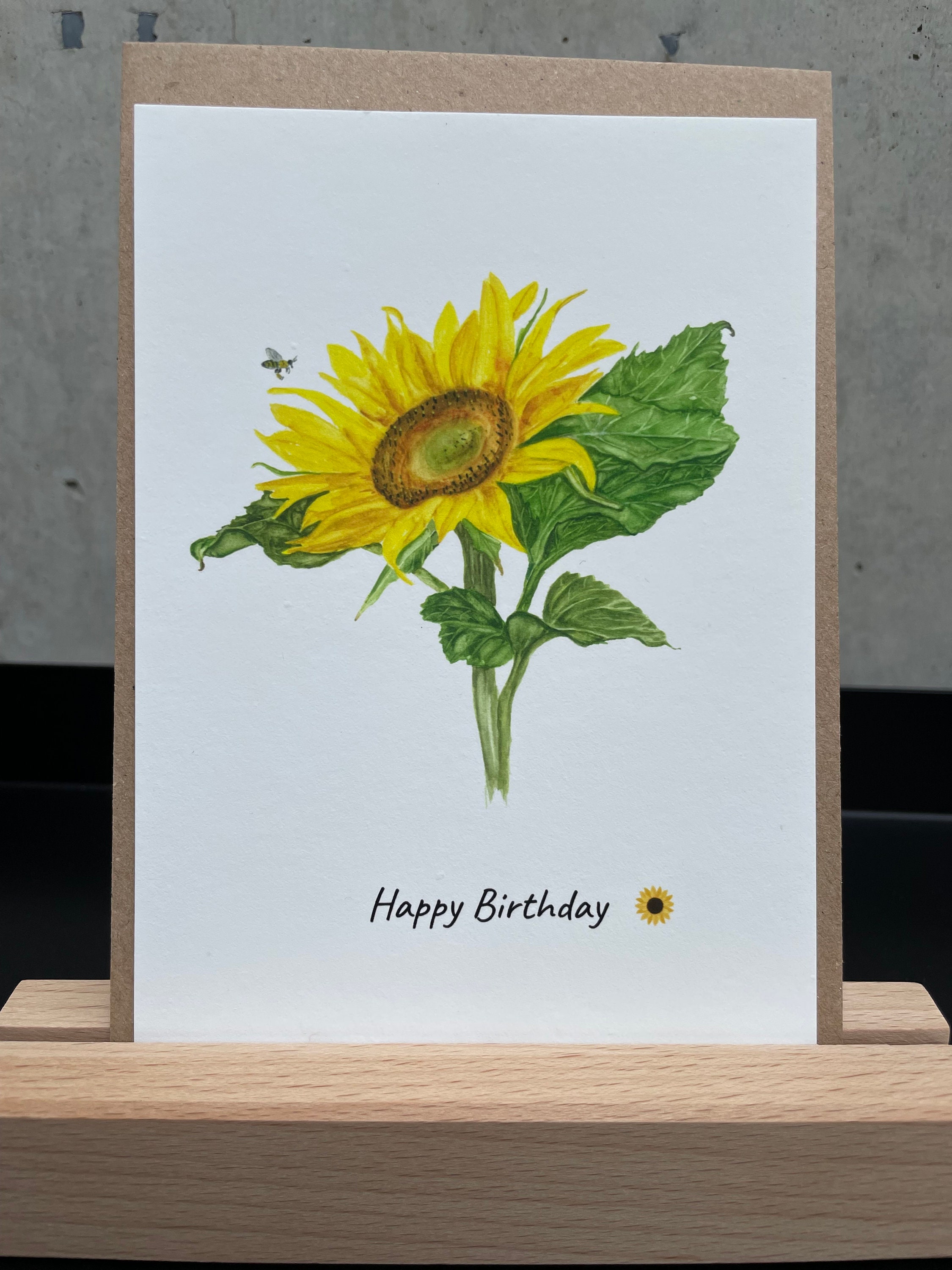 Geburtstagskarte Für Kindermädchen – Sonnenblumen-Design, 15,5x15,5 Cm, Mit Umschlag