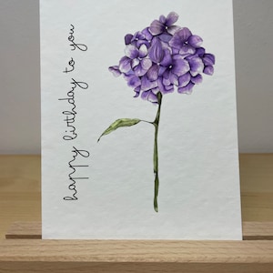 Geburtstagskarte Motiv: Hortensie lila Postkarte A6 personalisierbar