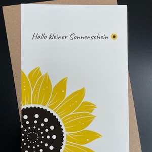 Karte zur Geburt  Motiv: Sonne „Hallo kleiner Sonnenschein“ individualisierbar A6