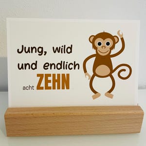 Geburtstagskarte Motiv: Affe  Postkarte A6 „Jung, wild und endlich achtzehn“ individualisierbar