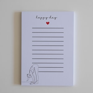 Notizblock/Einkaufszettel A6  „happy day“ Motiv:  Yoga