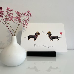 Karte zur Hochzeit  Motiv: Dackelpaar aquarelliert   personalisierbar