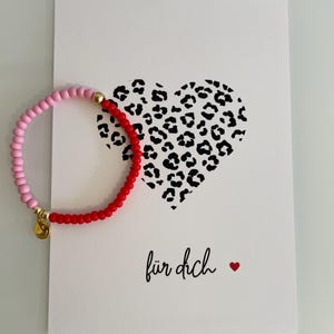 Karte mit Armband Motiv: Herz mit Leomuster Muttertag/Geburtstag/Ostern/ Freundschaft individualisierbar A6