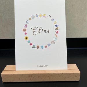 Karte zur Geburt   Motiv: Babymotive  Postkarte A6  „Hallo Baby“ individualisierbar