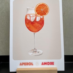 Poster/Kunstdruck  Motiv: Aperolglas mit Orange aquarell   A4 „APEROL & AMORE“