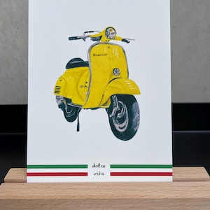 Karte/Poster Motiv: „Vespa“  gelb A6/A4 Grußkarte/Poster „dolce vita“