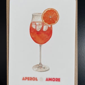 Geschenkkarte bzw. Geschenkanhänger  Motiv: Aperolglas mit Orange aquarell  Postkarte A6 „APEROL & AMORE“ individualisierbar