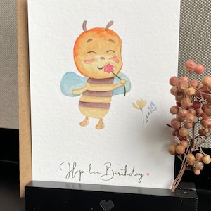 Geburtstagskarte Motiv: Biene aquarell  Kindergeburtstag Postkarte A6 individualisierbar