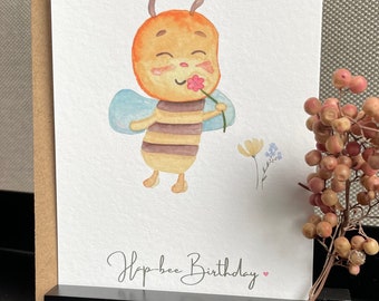 Geburtstagskarte Motiv: Biene aquarell  Kindergeburtstag Postkarte A6