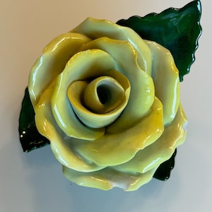 Herend Hungary Porcelain yellow rose, hand-painted, 1960-1970, small yellow flower