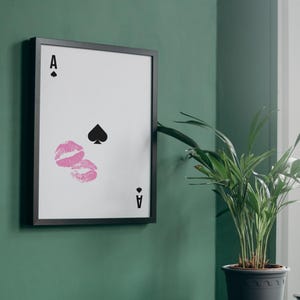 Playing Card Wall art, Ace of Spades Print, Trendy Retro Kiss Lips, Femme Fatale Print | Apartment aesthetic