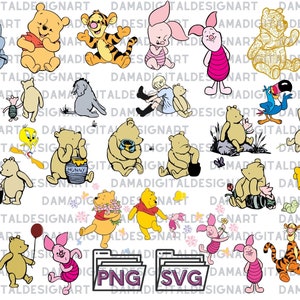 Baby Winnie the Pooh SVG Bundle, Baby Winnie the Pooh PNG, Baby Pooh SVG, Baby Eeyore svg, Baby Winnie the Pooh Clipart, Baby Tigger svg,