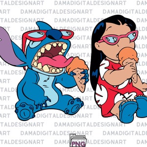 Stitch Splash en aquarel Digitaal ontwerp PNG-bestand voor sublimatie - Hoge resolutie - Directe digitale png-download, T-shirtontwerpen