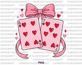 Playing Cards Valentine 6 7 PNG, Preppy 67 Six Seven Valentines Png Coquette Funny Shirt Design