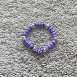 Lilac Flower Clay Bead Bracelet