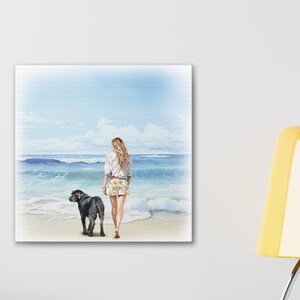 Black Lab Beach Canvas Art: Coastal Home Decor