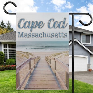 Vlag van Cape Cod kusttuin, decor strandhuis, gepersonaliseerde tuinbanner, zomerhuisaccent, decor feest buiten, nautisch cadeau