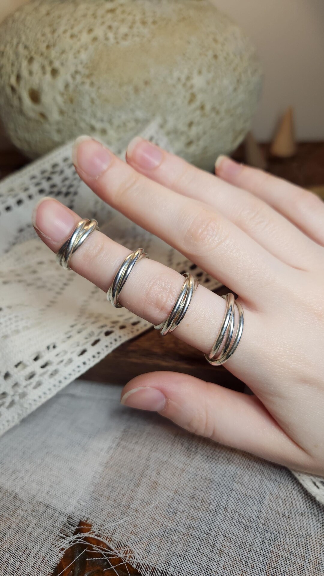 Sterling Silver Triple Rolling Rings | Various Sizes - Etsy