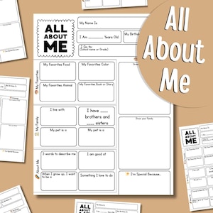 All About Me Worksheet for kids - First Day of School All About Me, Printable Activity for Kids, Back to School All About Me