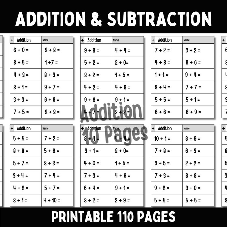 Math Worksheets - Addition and Subtraction - Math Worksheets for Kids ...