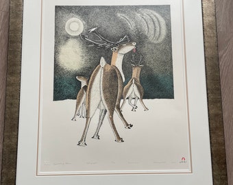 Kananginak Pootoogook, Approaching Storm, 29/50, Dorset 2001, professionally framed