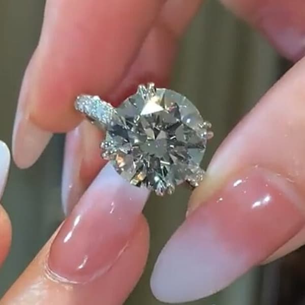3Ct Round Cut Eternity Moissanite Engagement Ring, Engagement Ring, 4-Prong Promise Ring,  Anniversary Bridal Gift.