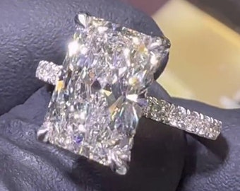 4.50 CT Radiant Lab-Grown Diamond Engagement Ring/Hidden Halo Radiant Cut Engagement Ring For Her.
