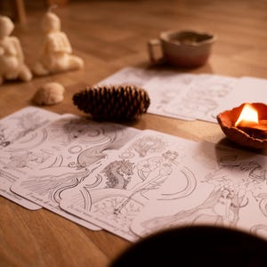 Les ALMAS, Cartes Mantra Naissance à Colorier | Oracle Grossesse Accouchement | Rituel Doula | Méditation & Plantes Médicines