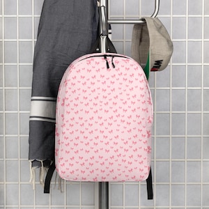 Pink Bow Backpack – Coquette Aesthetic School Bag, Cute Preppy Travel Backpack for Teens & Girls, Soft Girl Bookbag, Bag back to school