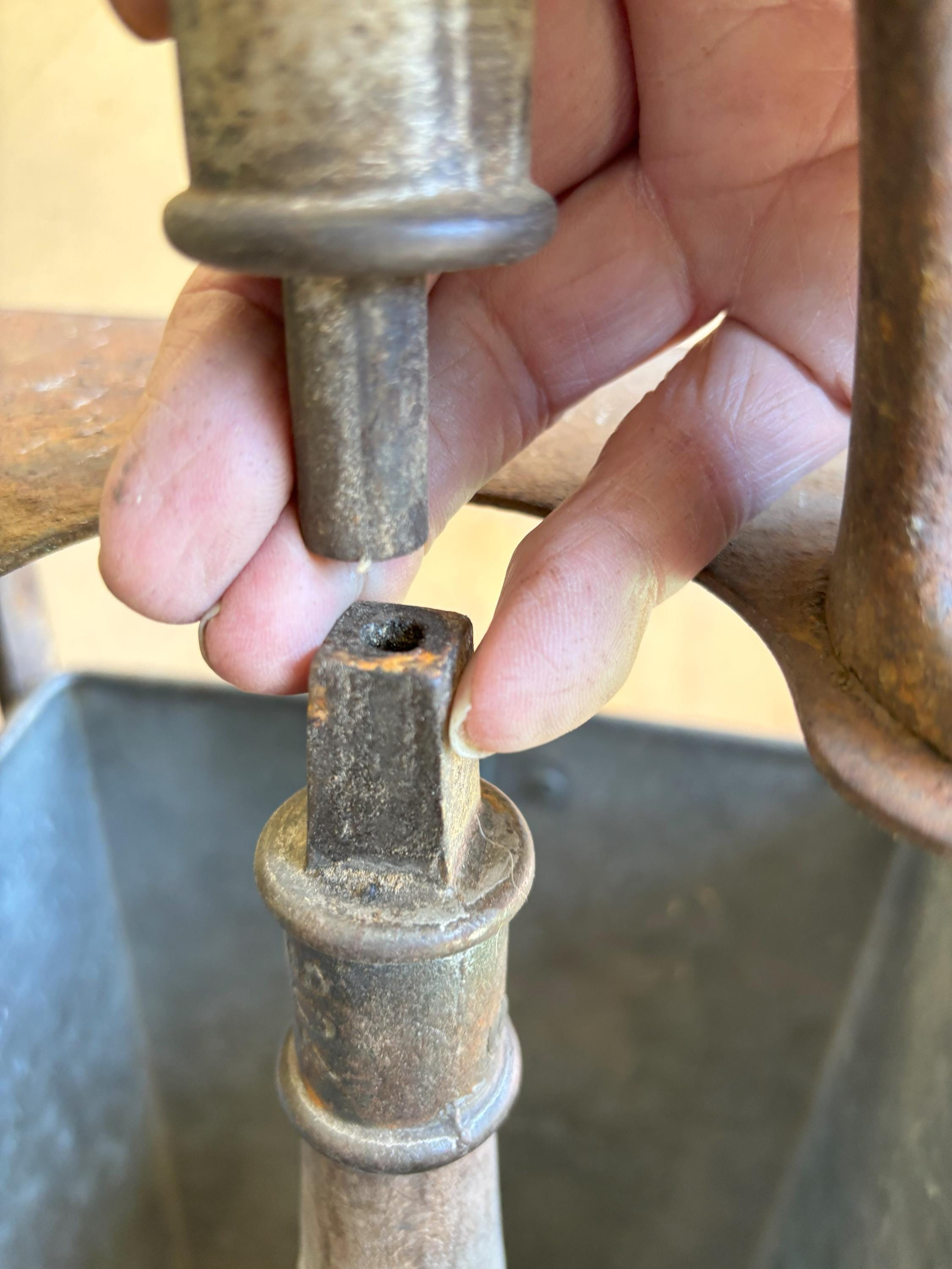 Butter Churn, 28 1/2" tall, metal, with spring loaded dasher
