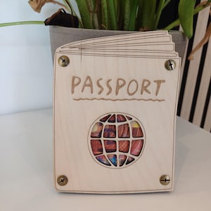 Gift card gift wooden card passport holiday birthday cash gift anniversary travel travel fund