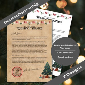 Carta de Papá Noel Eres valiosa, VERSIÓN ALEMANA, Carta de Papá Noel, Carta imprimible desde el Polo Norte, personalizable