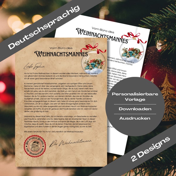 Du bist wertvoll Brief vom Weihnachtsmann, DEUTSCHE VERSION, Letter from Santa, Druckbarer Brief vom Nordpol, personalisierbar