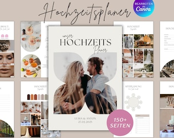 Planificador de bodas en alemán, planificador de bodas Canva, plantilla de planificador de bodas, plantilla de planificación de bodas, listas de verificación de bodas