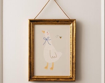 Goose Nursery Print: Cottagecore Nursery Wall Art, Vintage Goose Decor, Grandmillennial Kids Room (Digital Download)